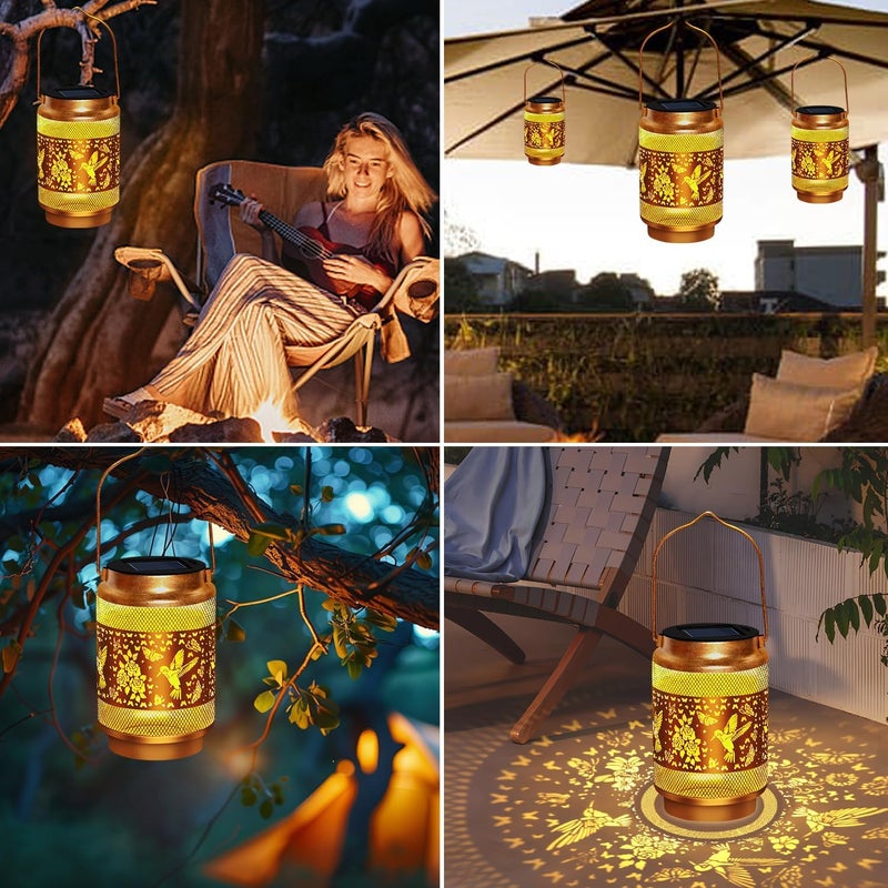 EDOF Christmas Gifts for Women Solar Lanterns Outdoor Waterproof Hummingbird Garden Decor,Birthday Gifts for Women Mom Grandma,Hanging Solar Lights Outside Hollowed-Out Lantern for Patio,Yard Art,Porch - Image 5